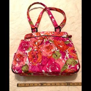 Vera Bradley Pink Rose Silk Two Strap Tote Purse